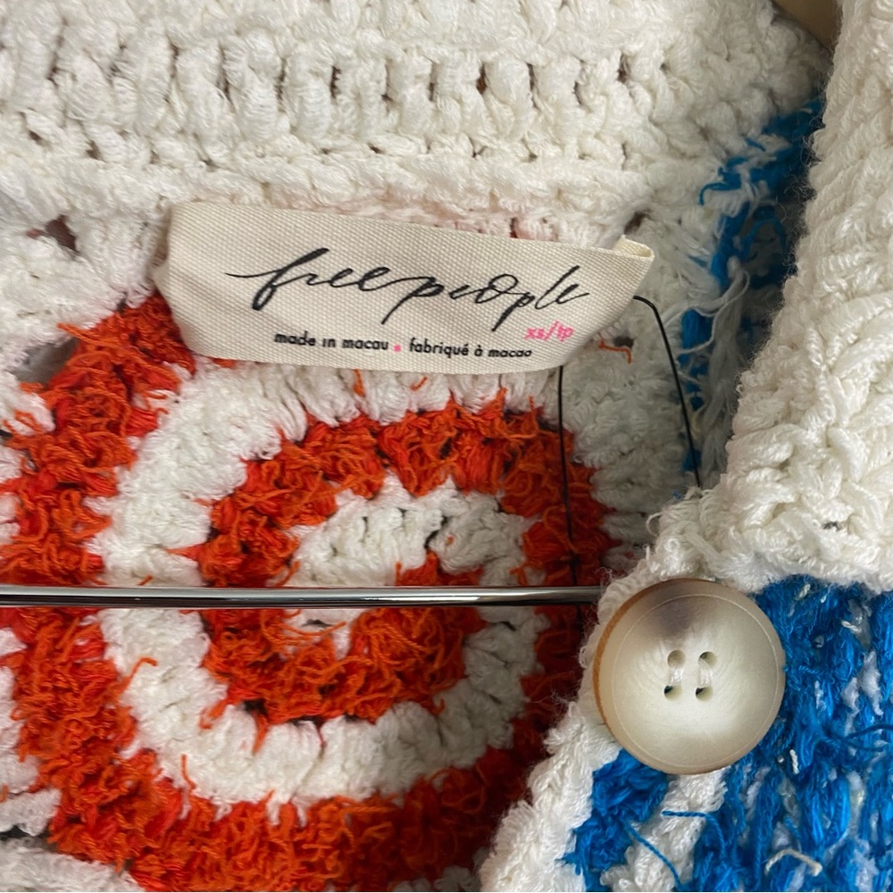 Free People Terry‎ Towel Cardi Calypso Cardigan Sweater Floral Artsy XS - Picture 7 of 10
